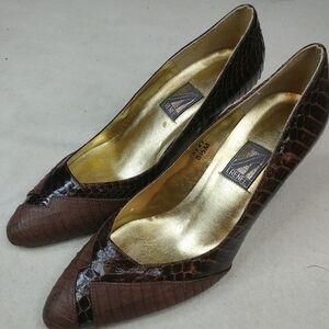 J.Renee High Heeled Shoes Brown Dress Size 5 1/2M